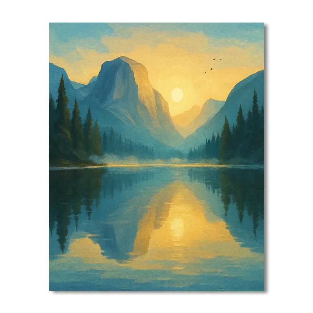 Sunrise Mirror Lake Between Granite Peaks paint by numbers