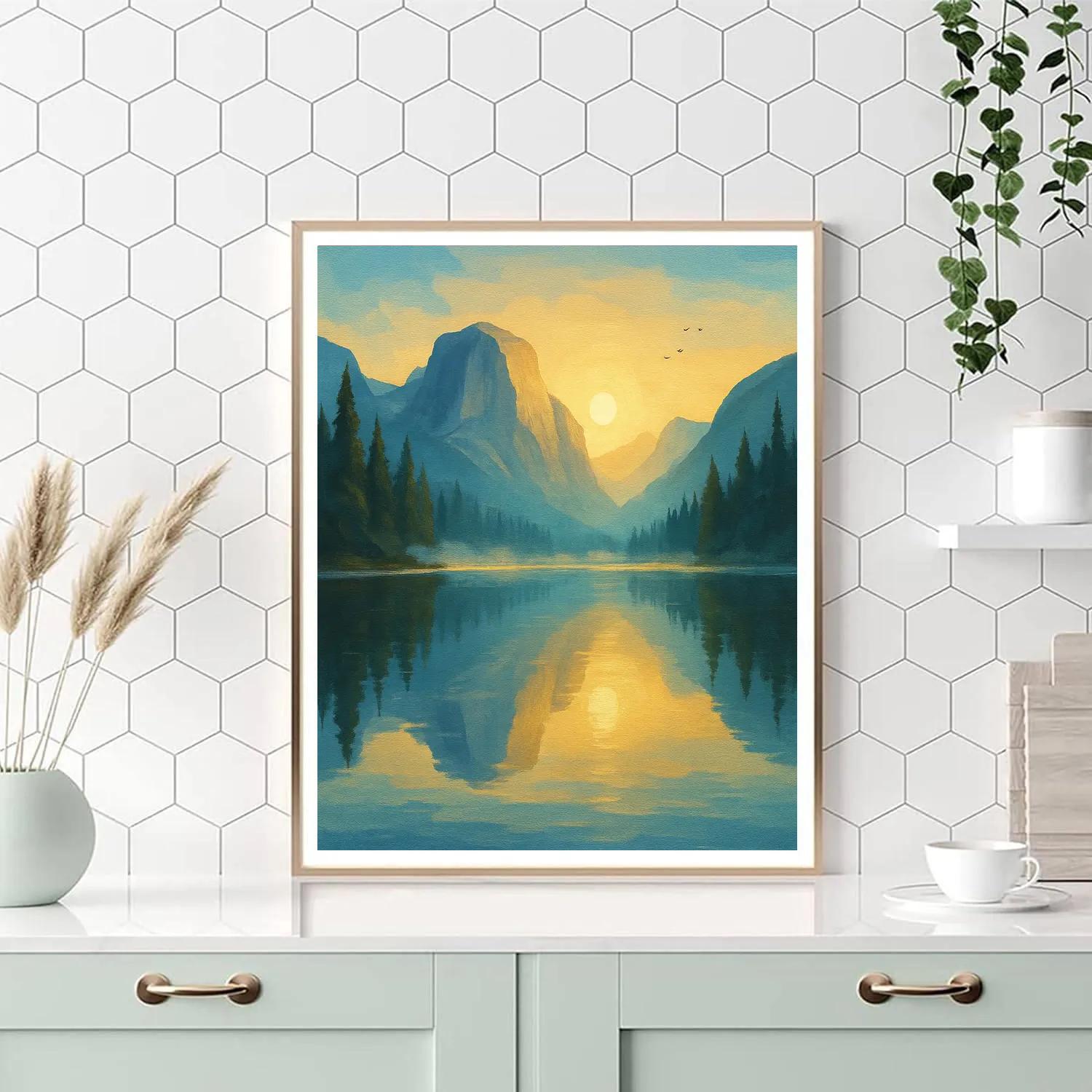 Sunrise Mirror Lake Between Granite Peaks paint by numbers