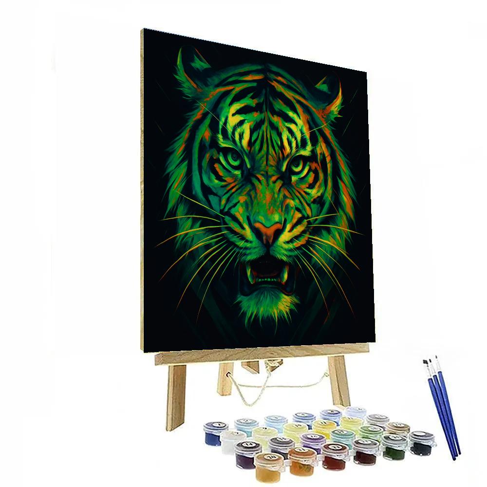 Jade Flame Tiger Pulse Paint by numbers art