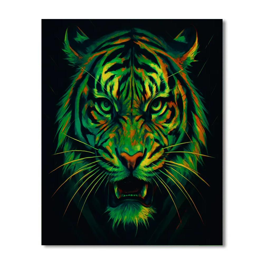 Jade Flame Tiger Pulse Paint by numbers art