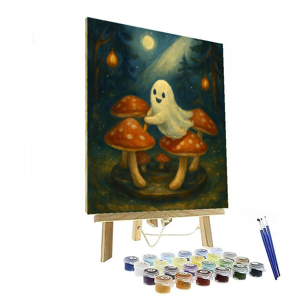 Moonlit Mushroom Carousel In The Enchanted Forest painting number kit
