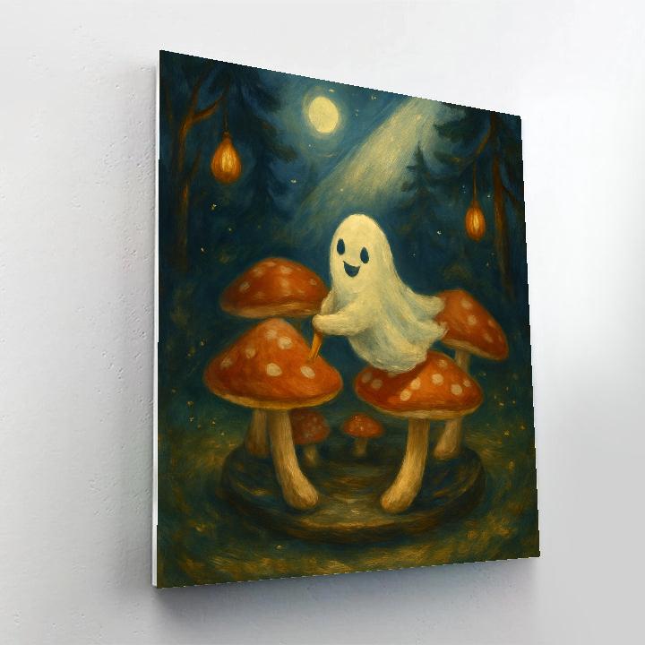 Moonlit Mushroom Carousel In The Enchanted Forest painting number kit