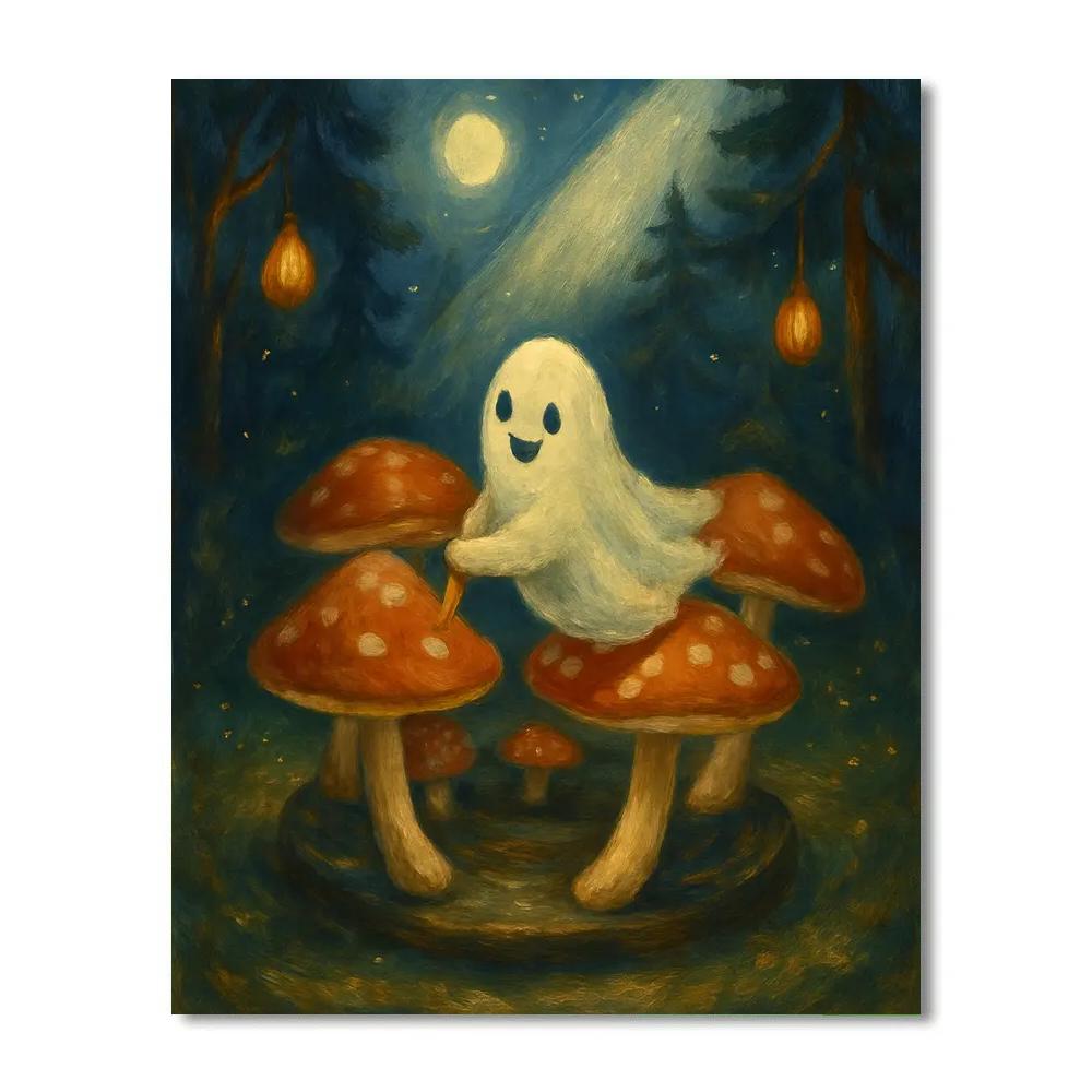 Moonlit Mushroom Carousel In The Enchanted Forest painting number kit
