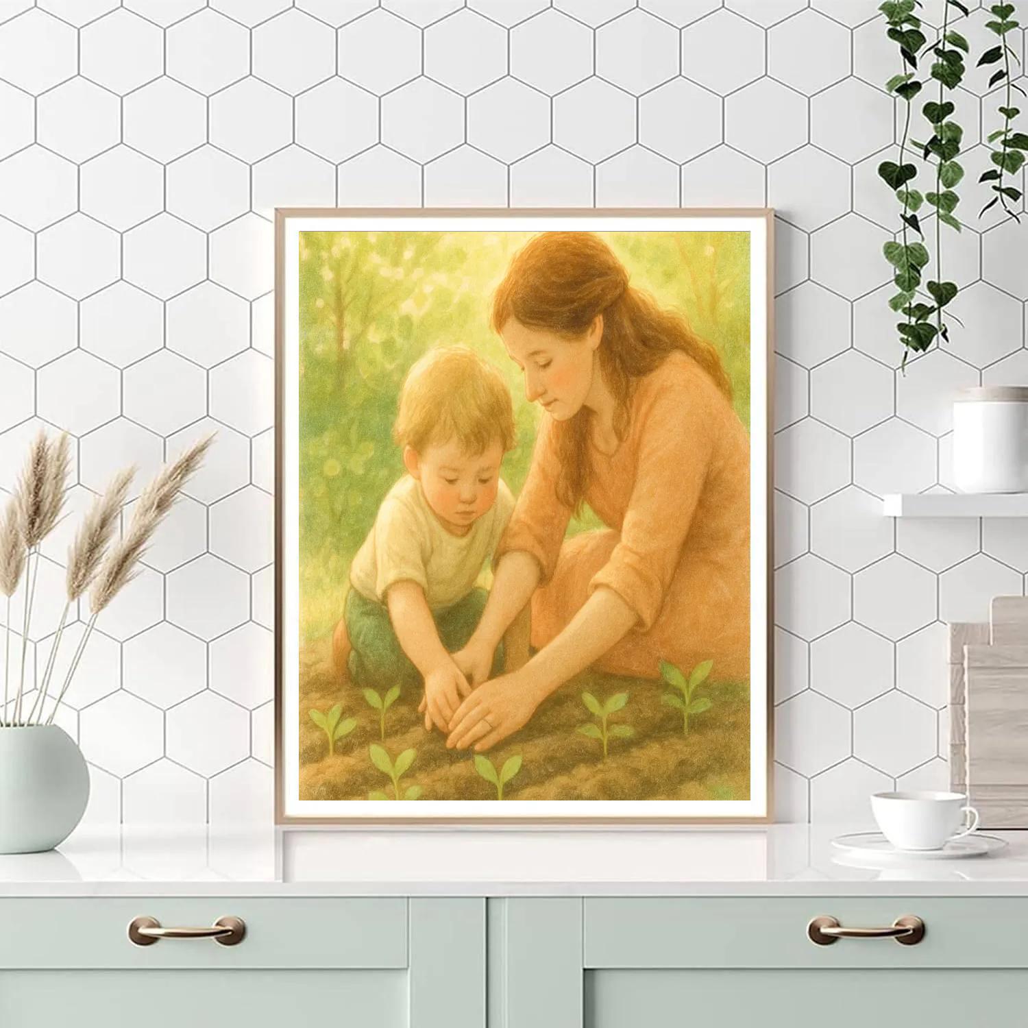 Garden Seedlings Hands Together Paint by numbers art