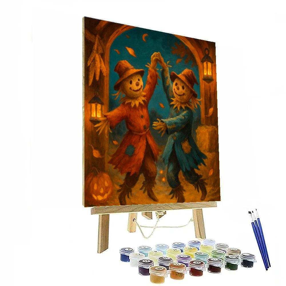 Candlelit Barn Dance Of The Friendly Scarecrows Painting by numbers kit