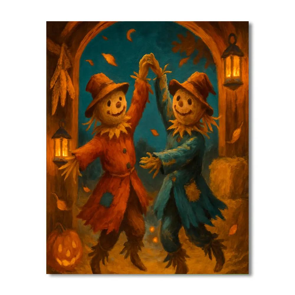Candlelit Barn Dance Of The Friendly Scarecrows Painting by numbers kit
