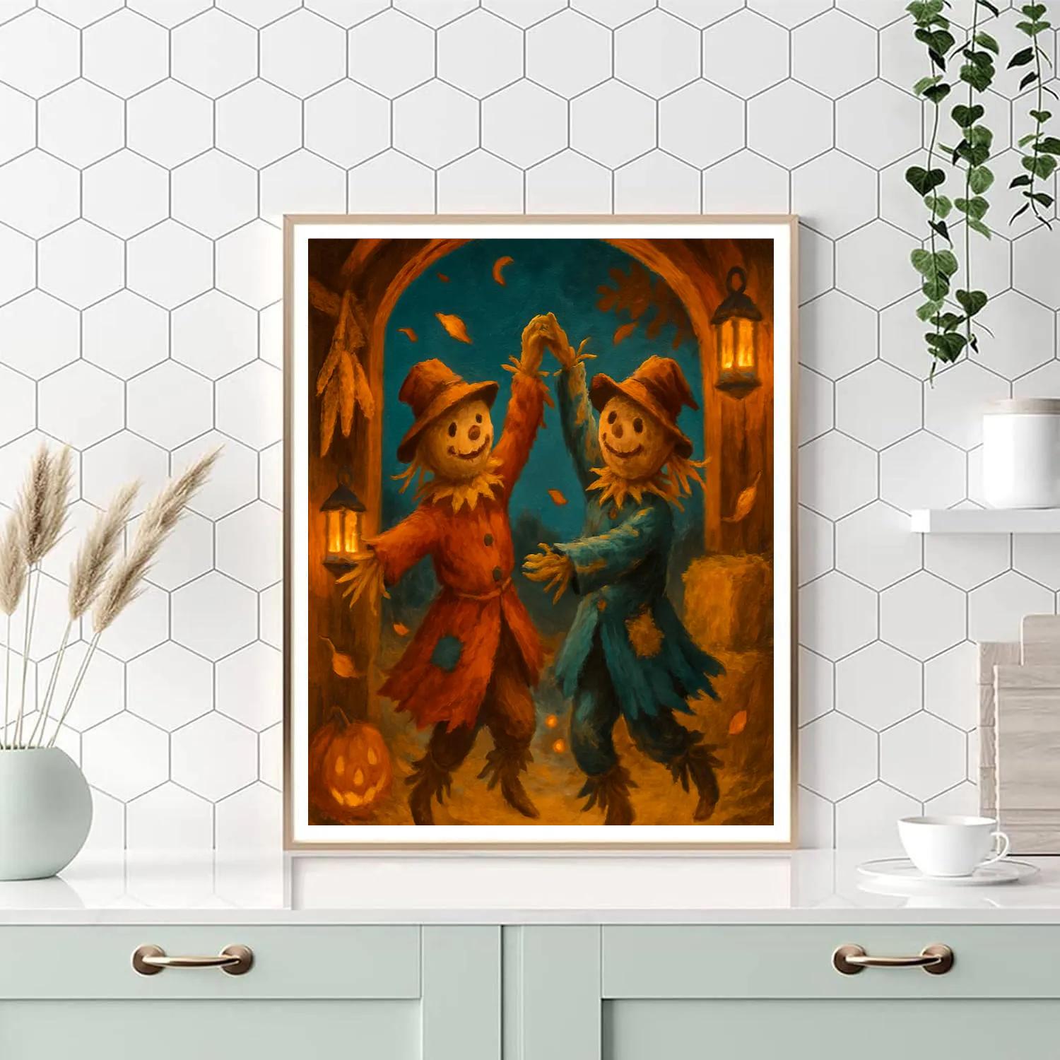 Candlelit Barn Dance Of The Friendly Scarecrows Painting by numbers kit