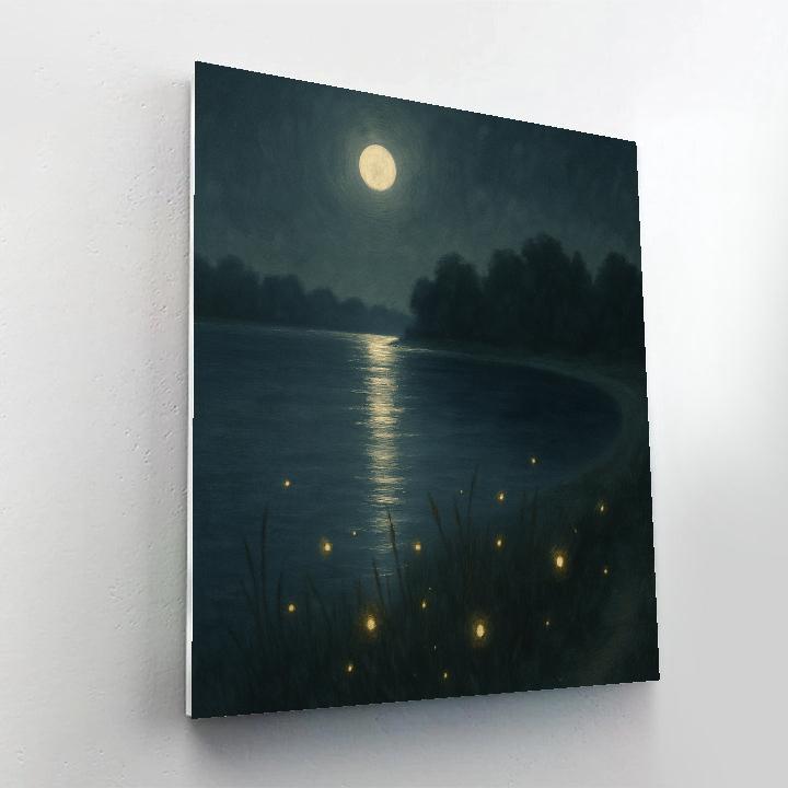 Moonlit Lake With Quiet Fireflies Painting by numbers kit