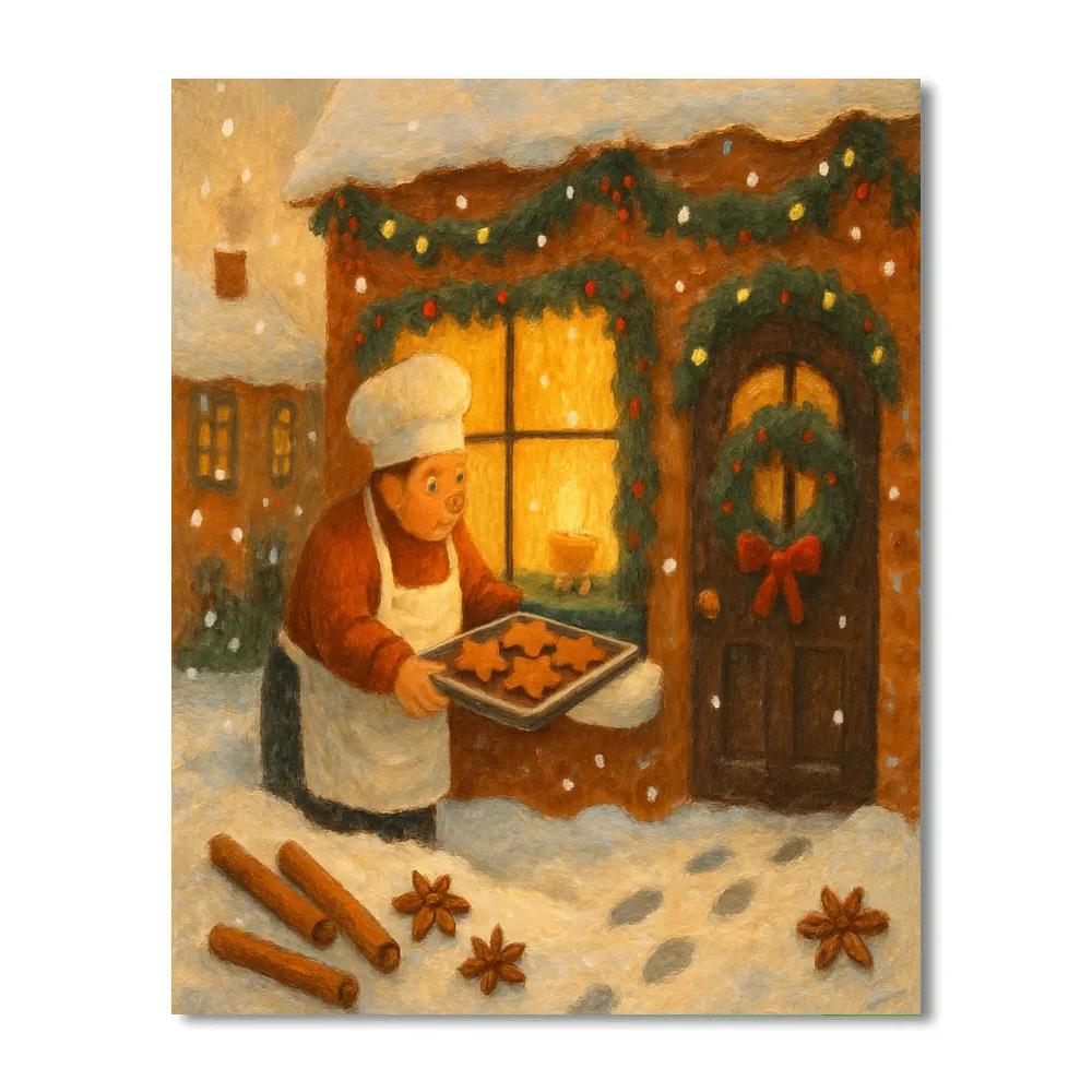 Gingerbread Bakery Snowfall paint by color