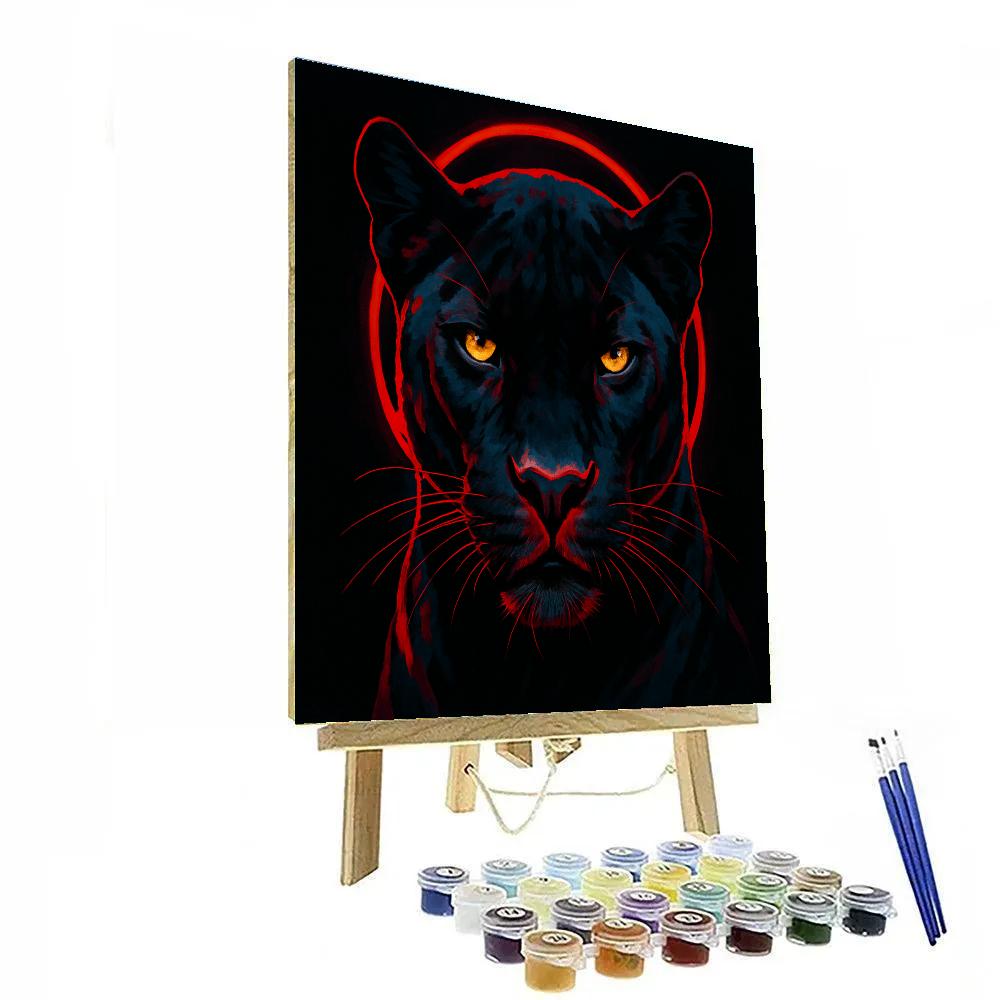 Crimson Eclipse Panther Gaze DIY paint by numbers