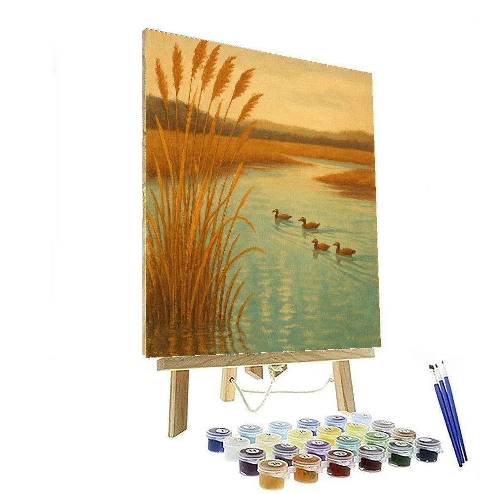 Golden Reed Marsh At Late Afternoon DIY paint by numbers