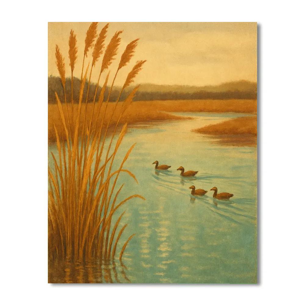 Golden Reed Marsh At Late Afternoon DIY paint by numbers