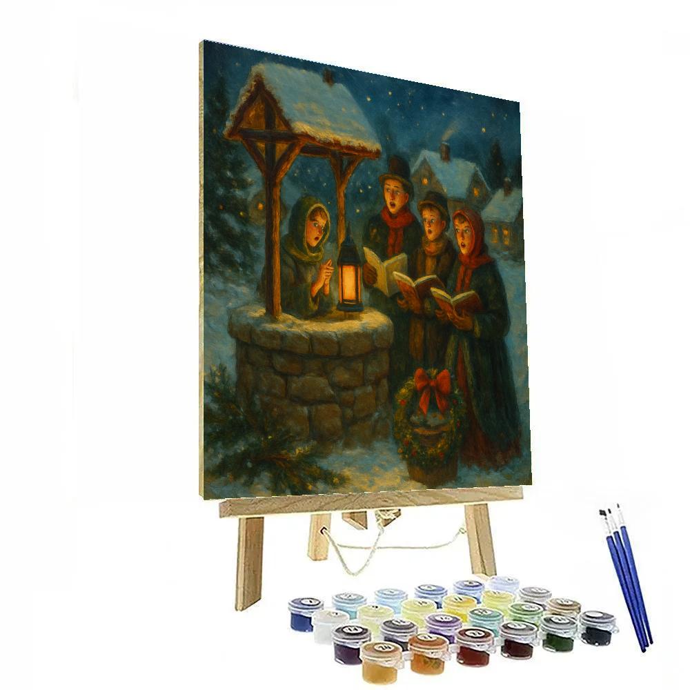 Fireside Carolers At The Stone Well Numbered painting kits