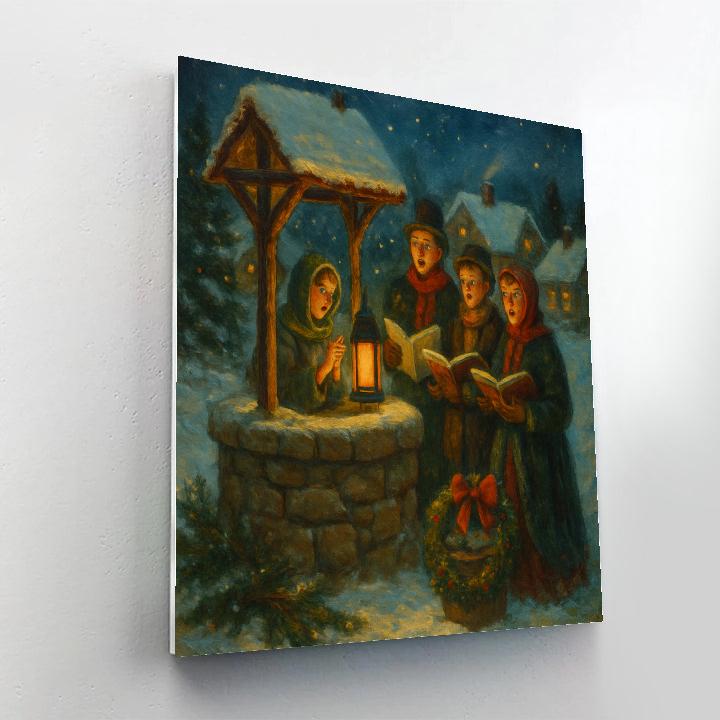Fireside Carolers At The Stone Well Numbered painting kits