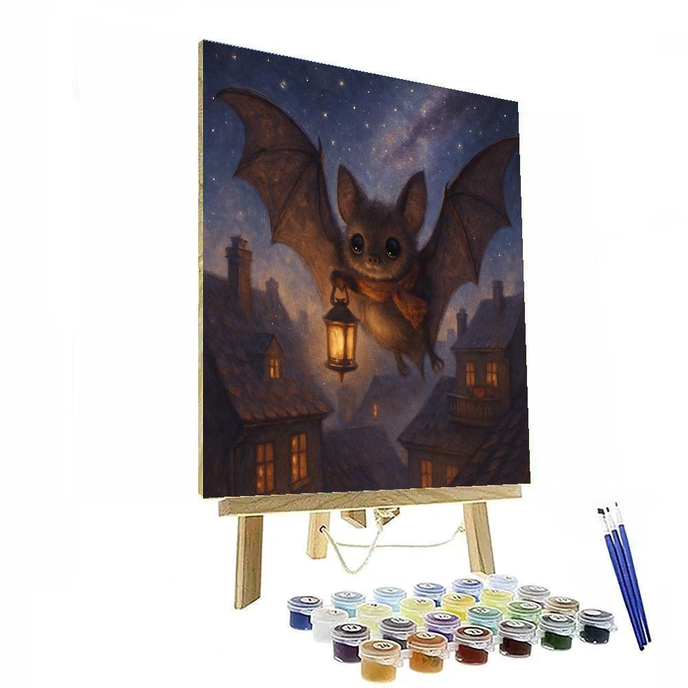 Stargazer Bat Above The Quilt Of Rooftops Paint by numbers art