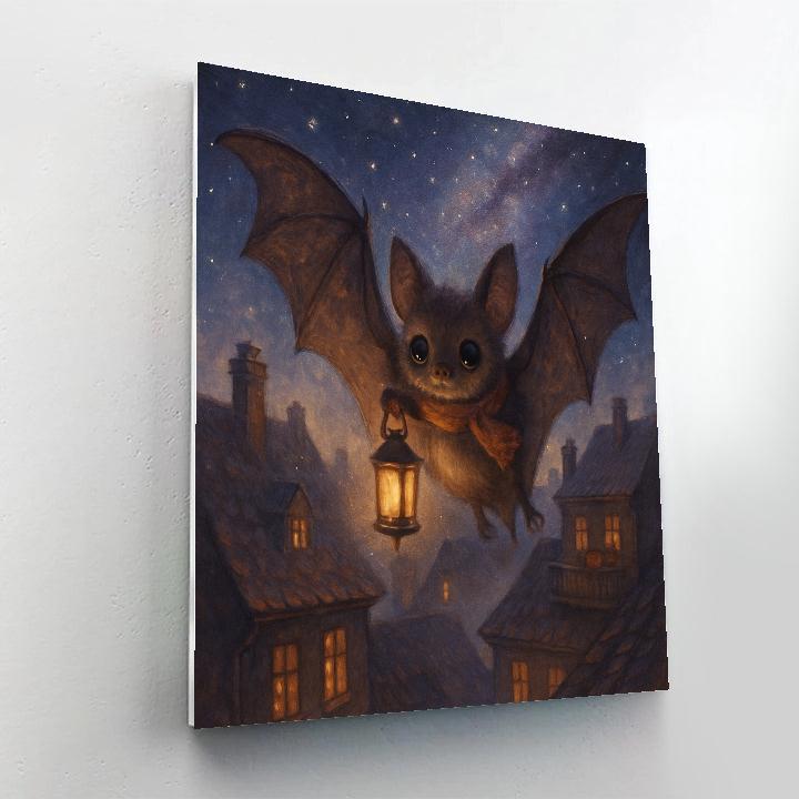 Stargazer Bat Above The Quilt Of Rooftops Paint by numbers art