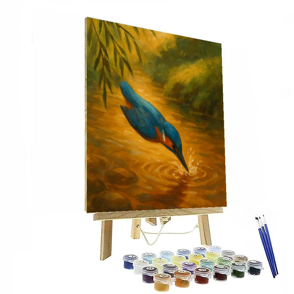 Kingfisher Splash Over The Amber Stream Numbered painting kits