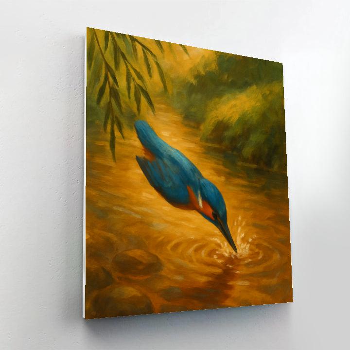 Kingfisher Splash Over The Amber Stream Numbered painting kits