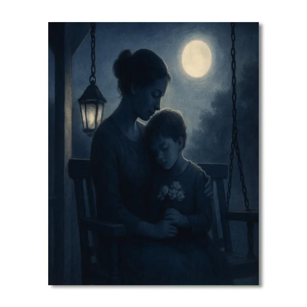 Moonlit Porch Swing Gratitude Numbered painting kits
