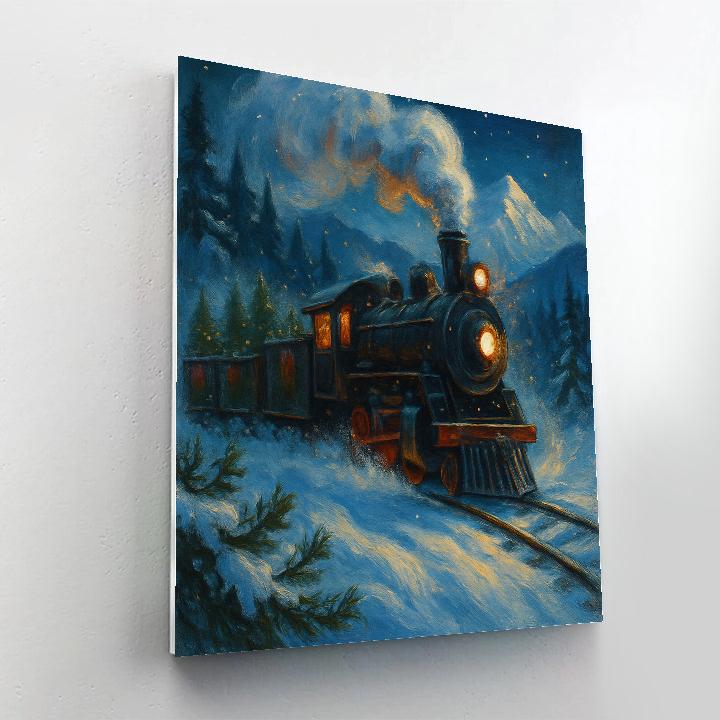 Evergreen Train Through Snowy Pass Numbered painting kits