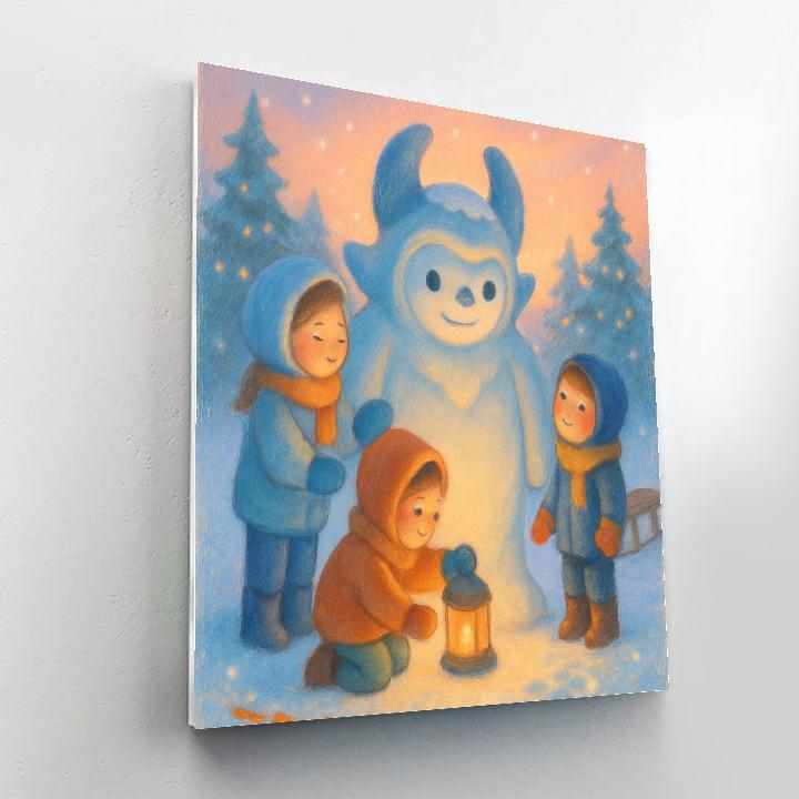 Snowman Workshop In The Meadow Numbered painting kits