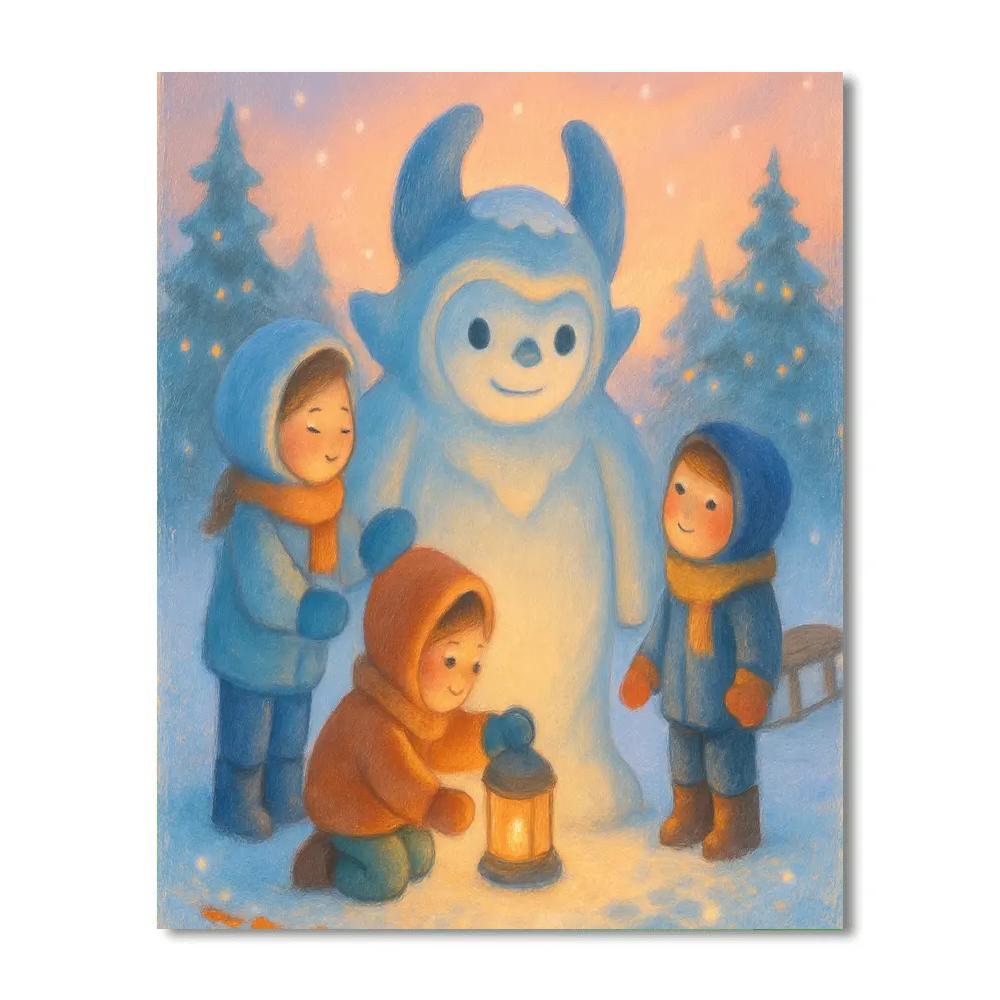 Snowman Workshop In The Meadow Numbered painting kits