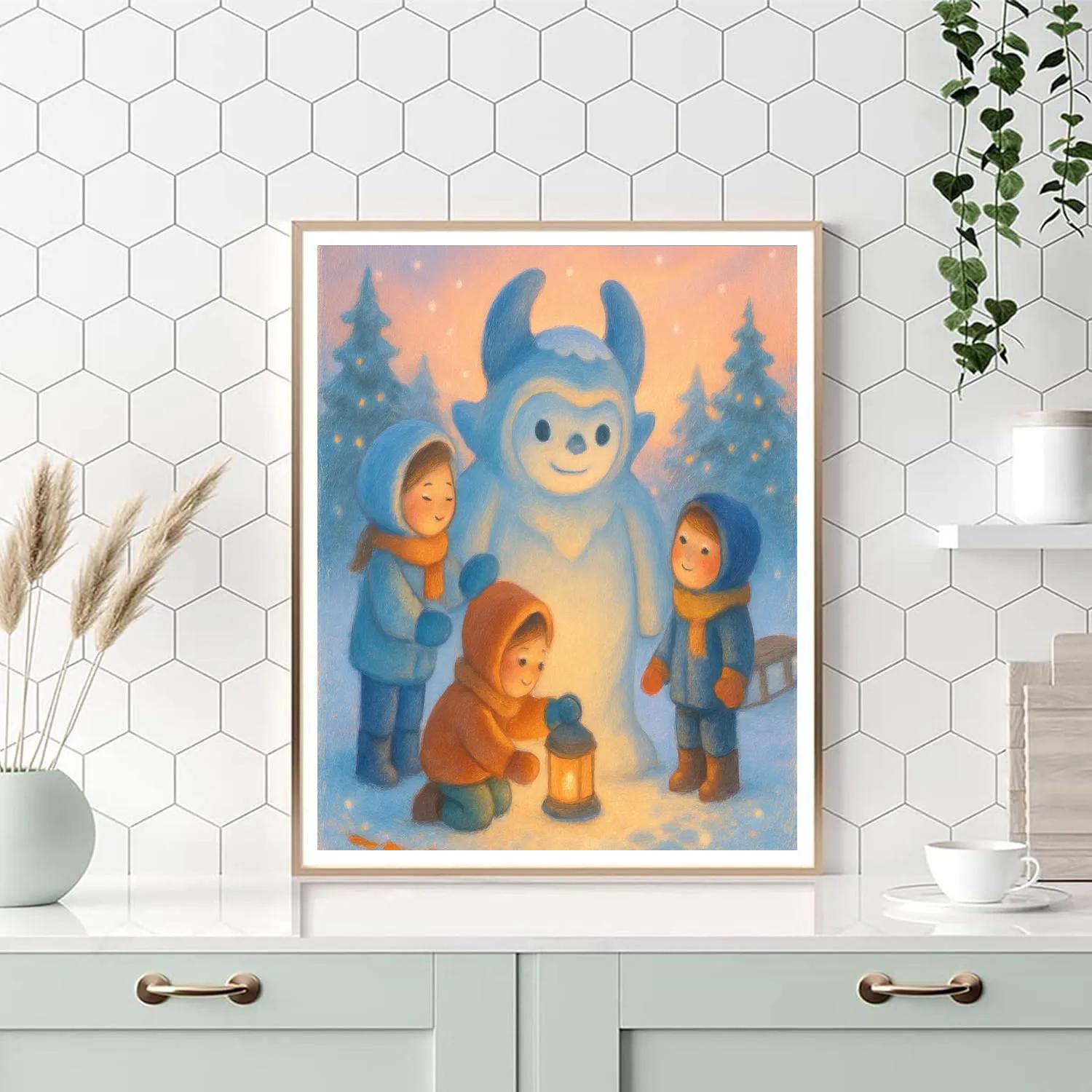 Snowman Workshop In The Meadow Numbered painting kits