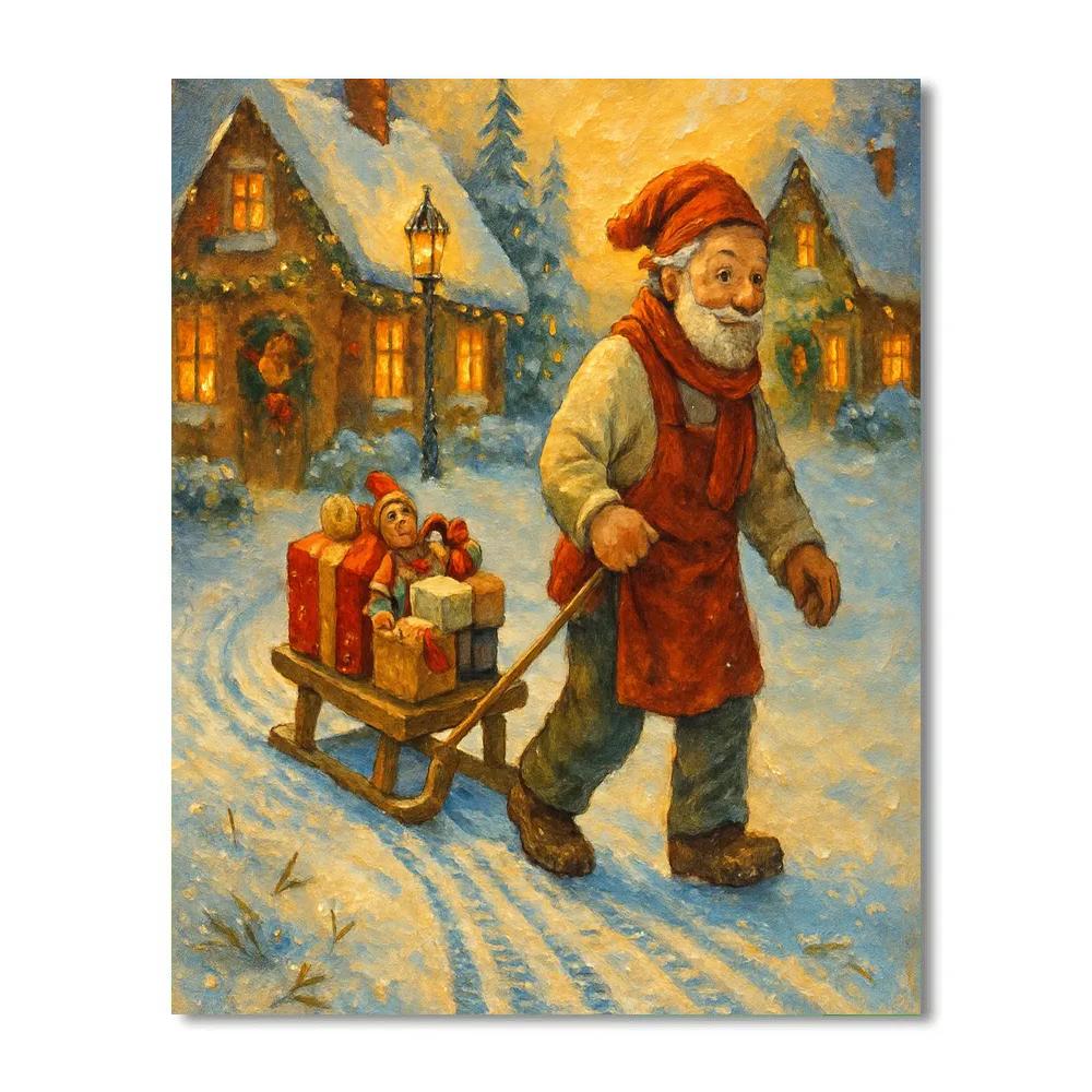 Toymaker Sleigh Tracks In Fresh Snow painting number kit