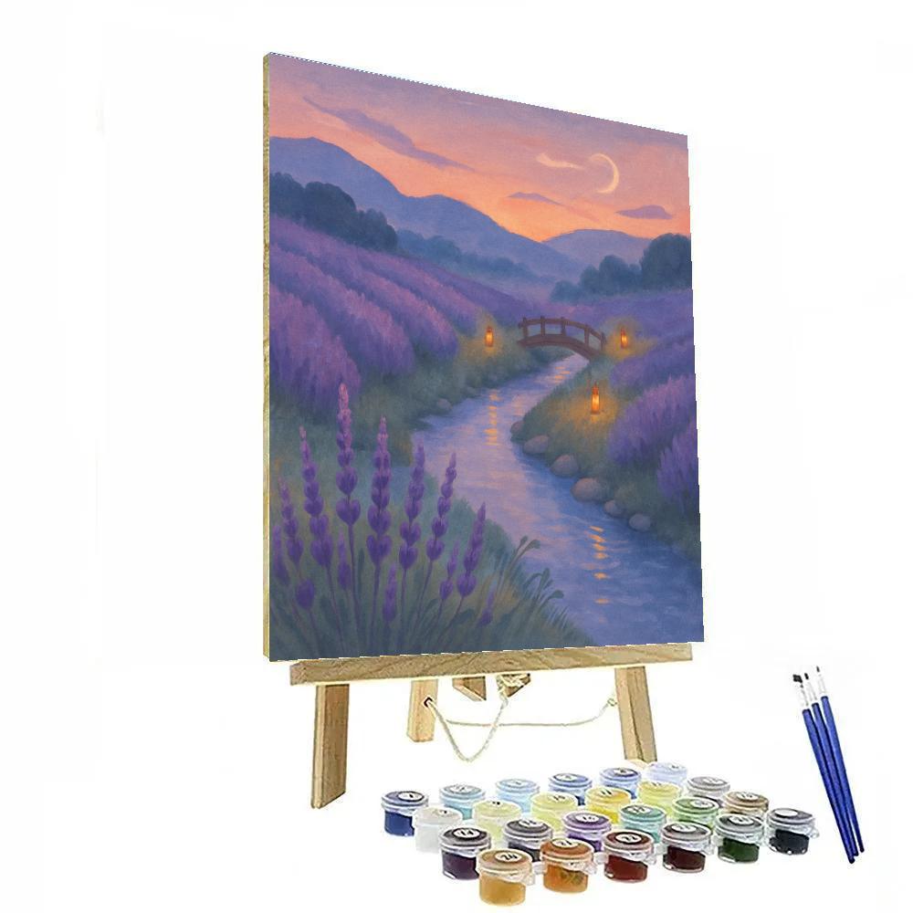 Twilight Lavender Valley With Lantern Stream paint by numbers