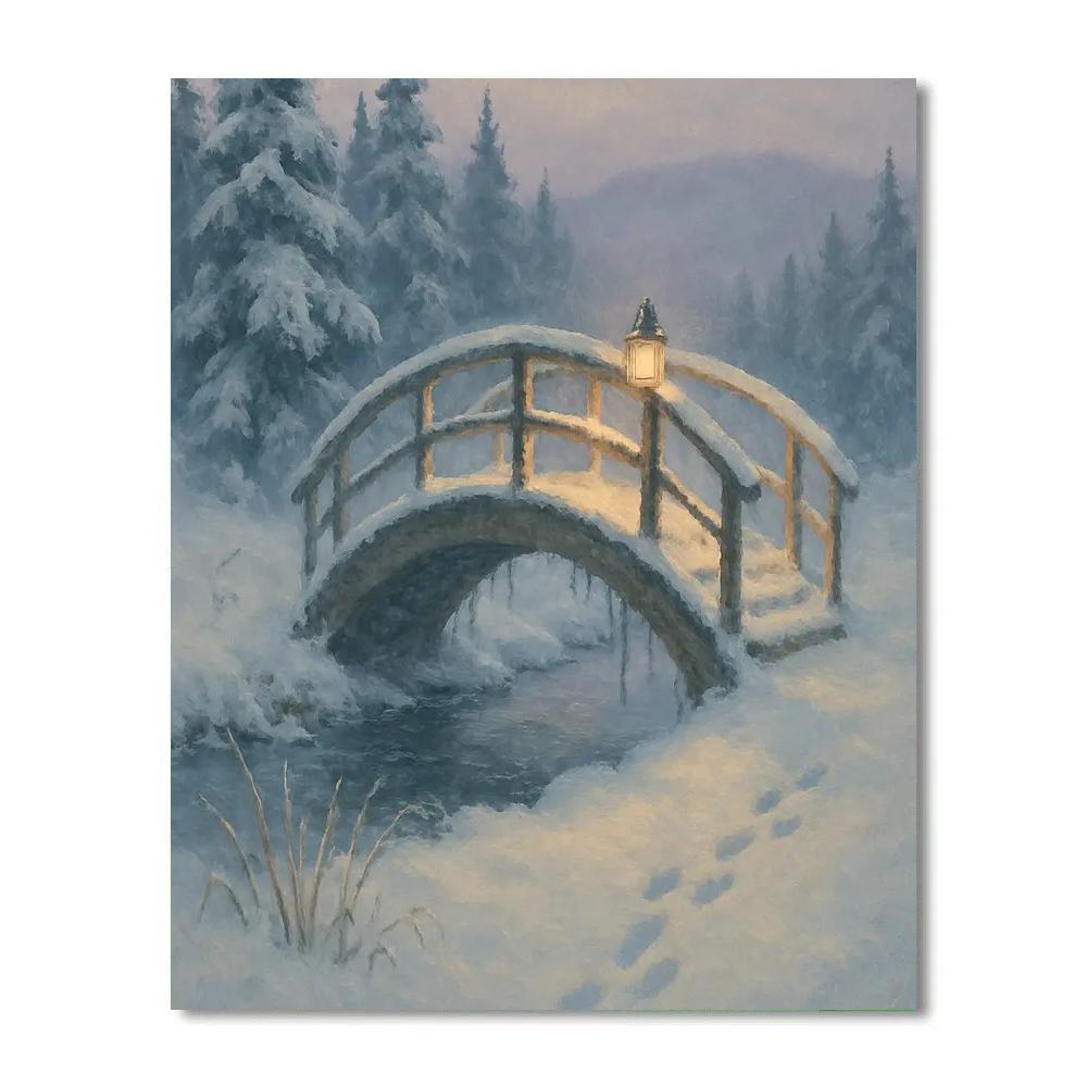 Lantern Bridge Over The Quiet Ice paint by number