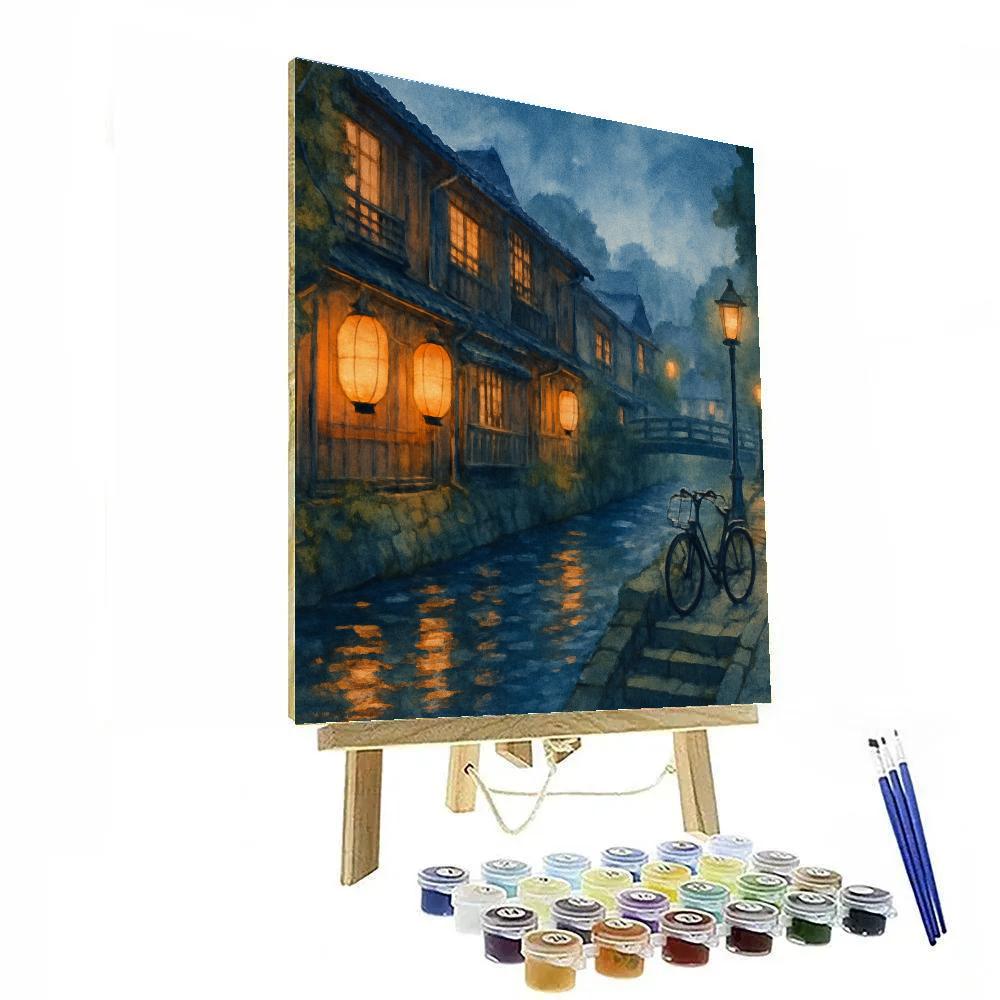 Lantern Canal Evening In Old Kyoto Paint by numbers kits