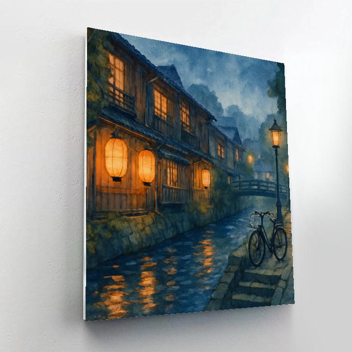 Lantern Canal Evening In Old Kyoto Paint by numbers kits