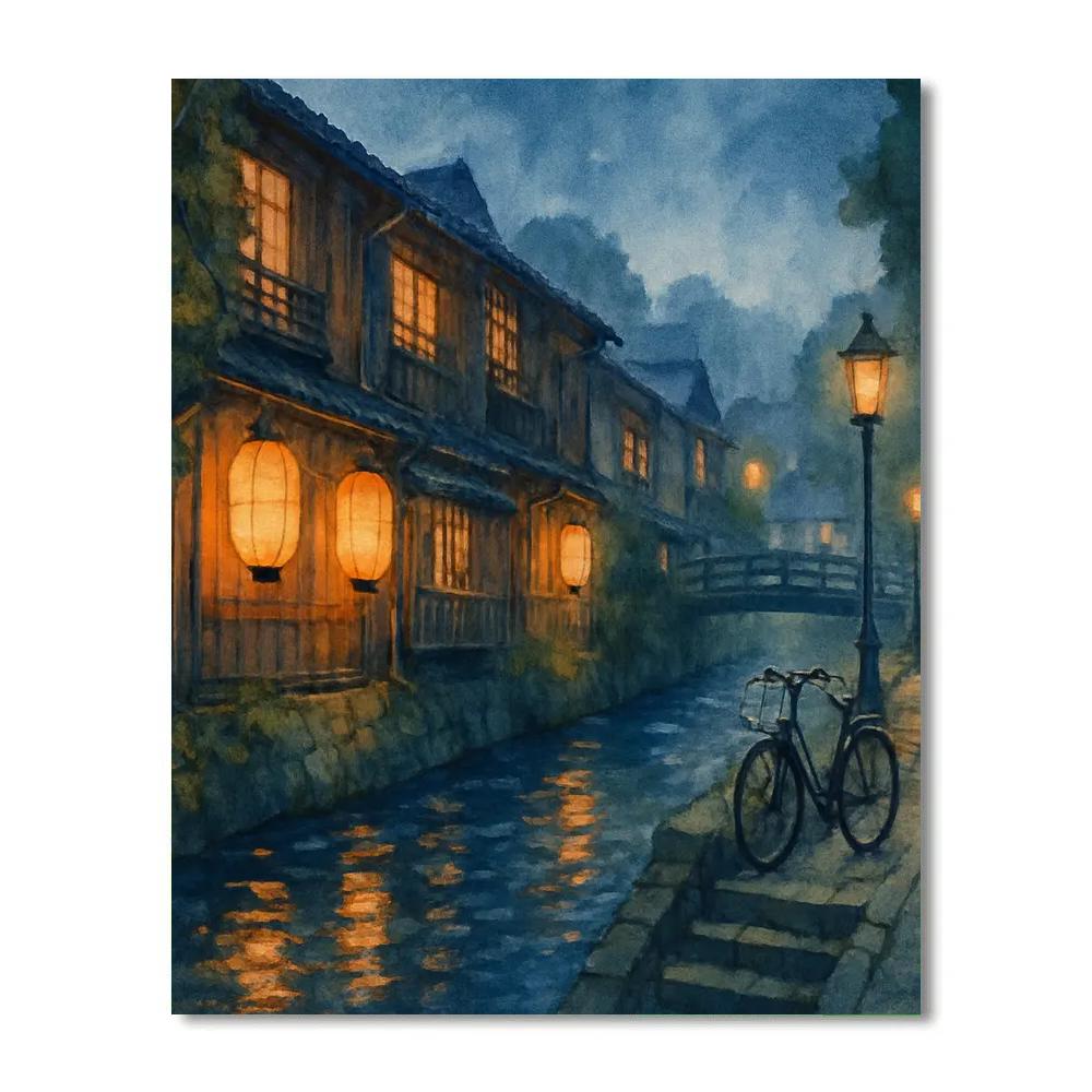 Lantern Canal Evening In Old Kyoto Paint by numbers kits