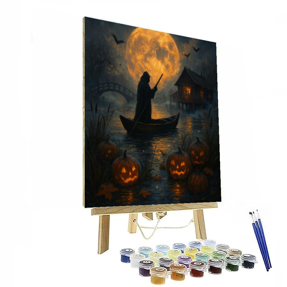 Lantern Ferry Through The Pumpkin Marsh painting number kit