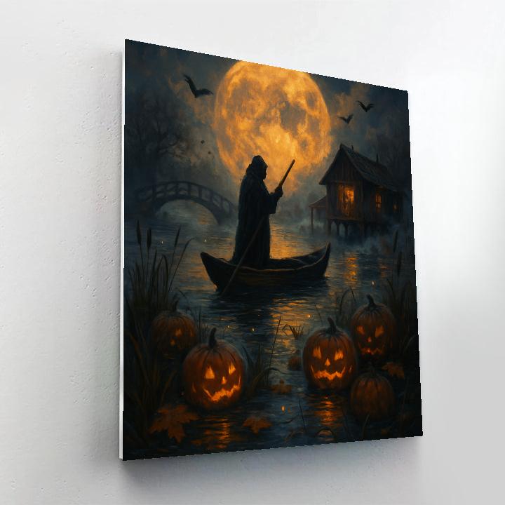 Lantern Ferry Through The Pumpkin Marsh painting number kit