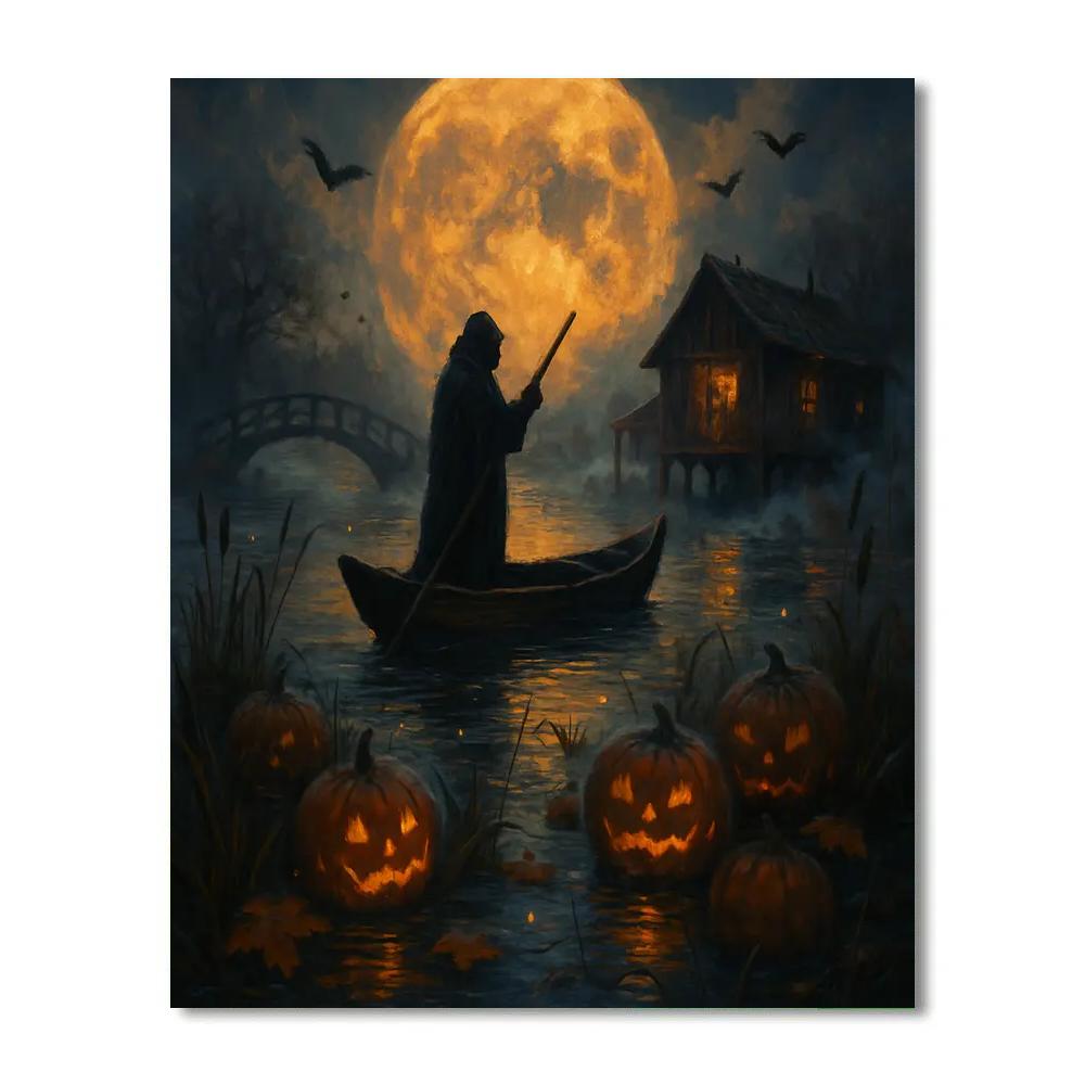 Lantern Ferry Through The Pumpkin Marsh painting number kit