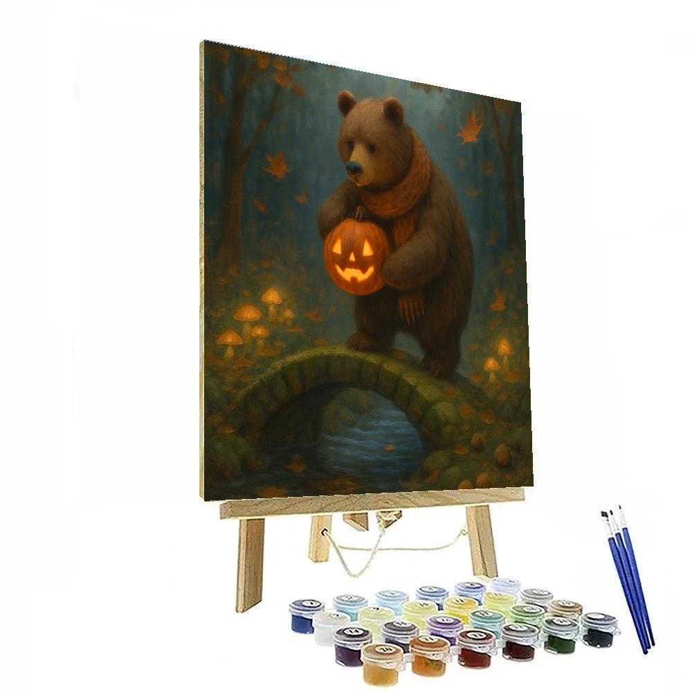 Lantern Bear And The Pumpkin Bridge paint by color