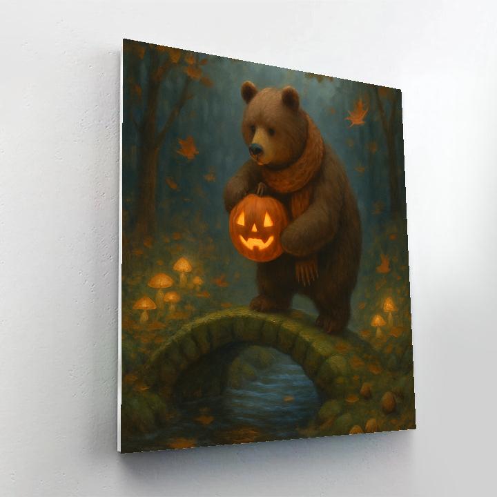 Lantern Bear And The Pumpkin Bridge paint by color