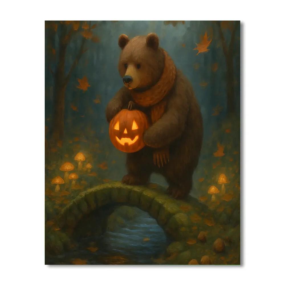 Lantern Bear And The Pumpkin Bridge paint by color