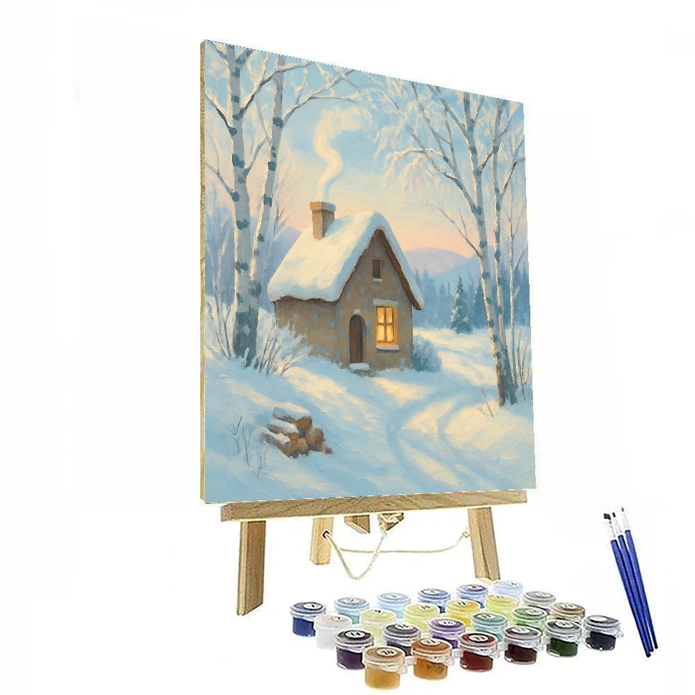 Sunrise Smoke Above The Birch Hollow Cottage DIY paint by numbers