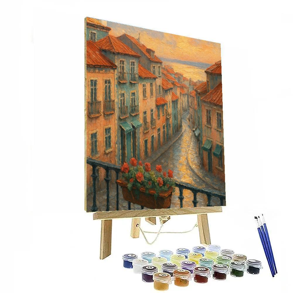 Pastel Rooftops After Rain In Lisbon paint by color