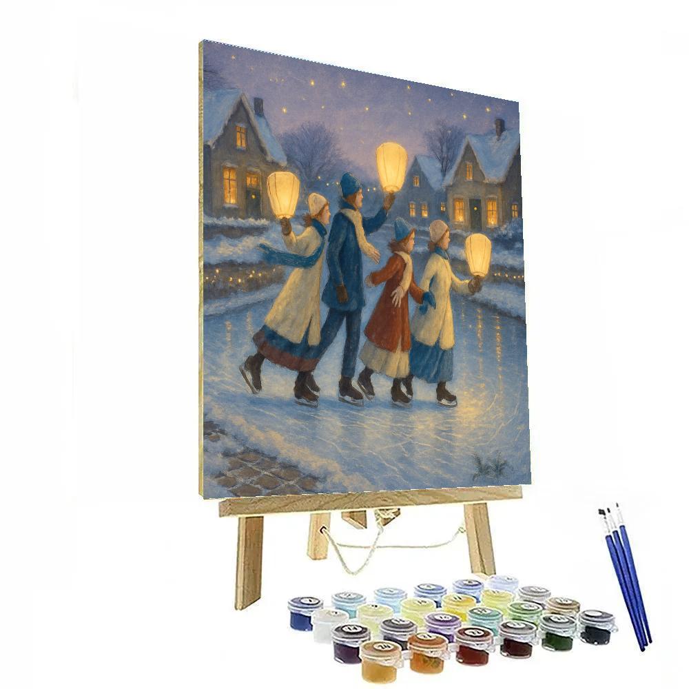 Lanterns Over The Frozen Canal Parade painting number kit