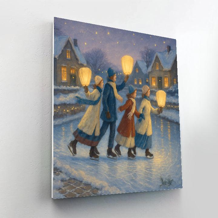 Lanterns Over The Frozen Canal Parade painting number kit