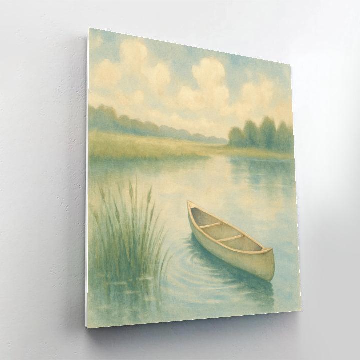 Canoe Drift Under Cotton Cloud Morning Painting by numbers kit