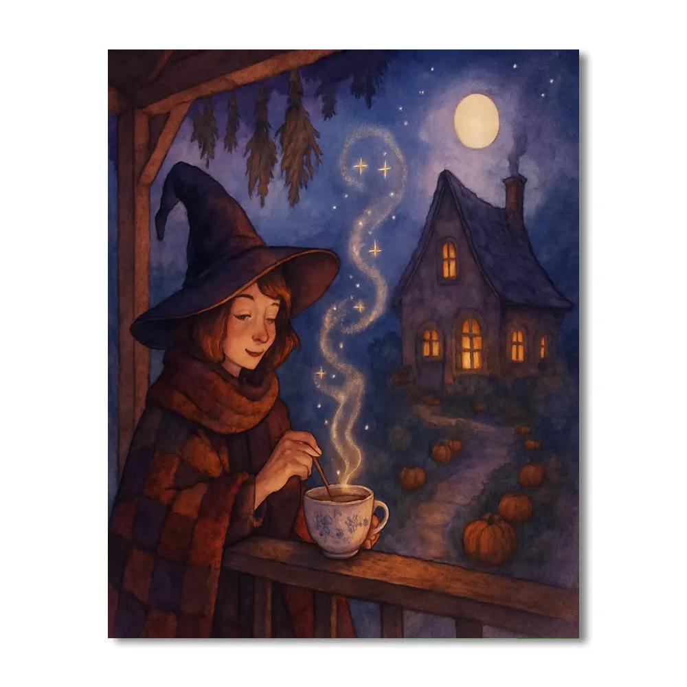 Witchs Cottage Tea Steam Constellations paint by numbers