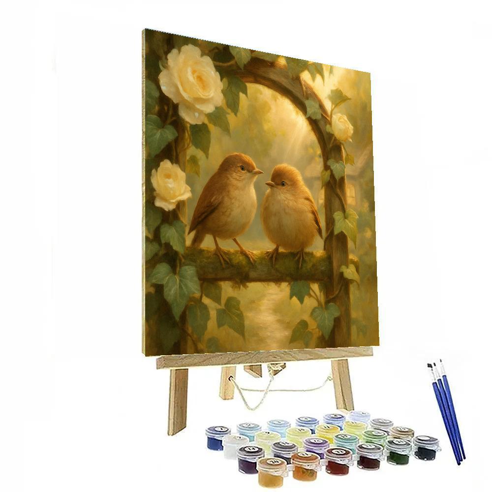 Lantern Light Wrens In The Garden Arbor paint by numbers