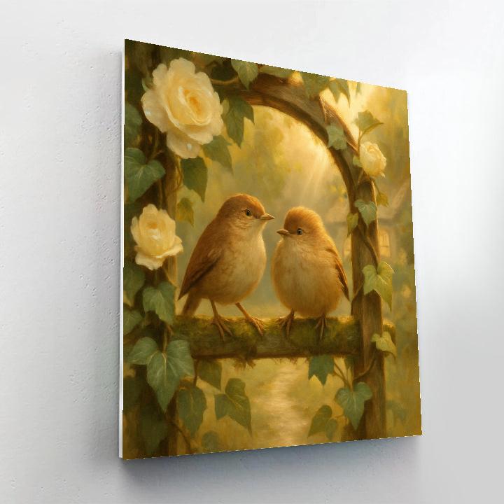 Lantern Light Wrens In The Garden Arbor paint by numbers
