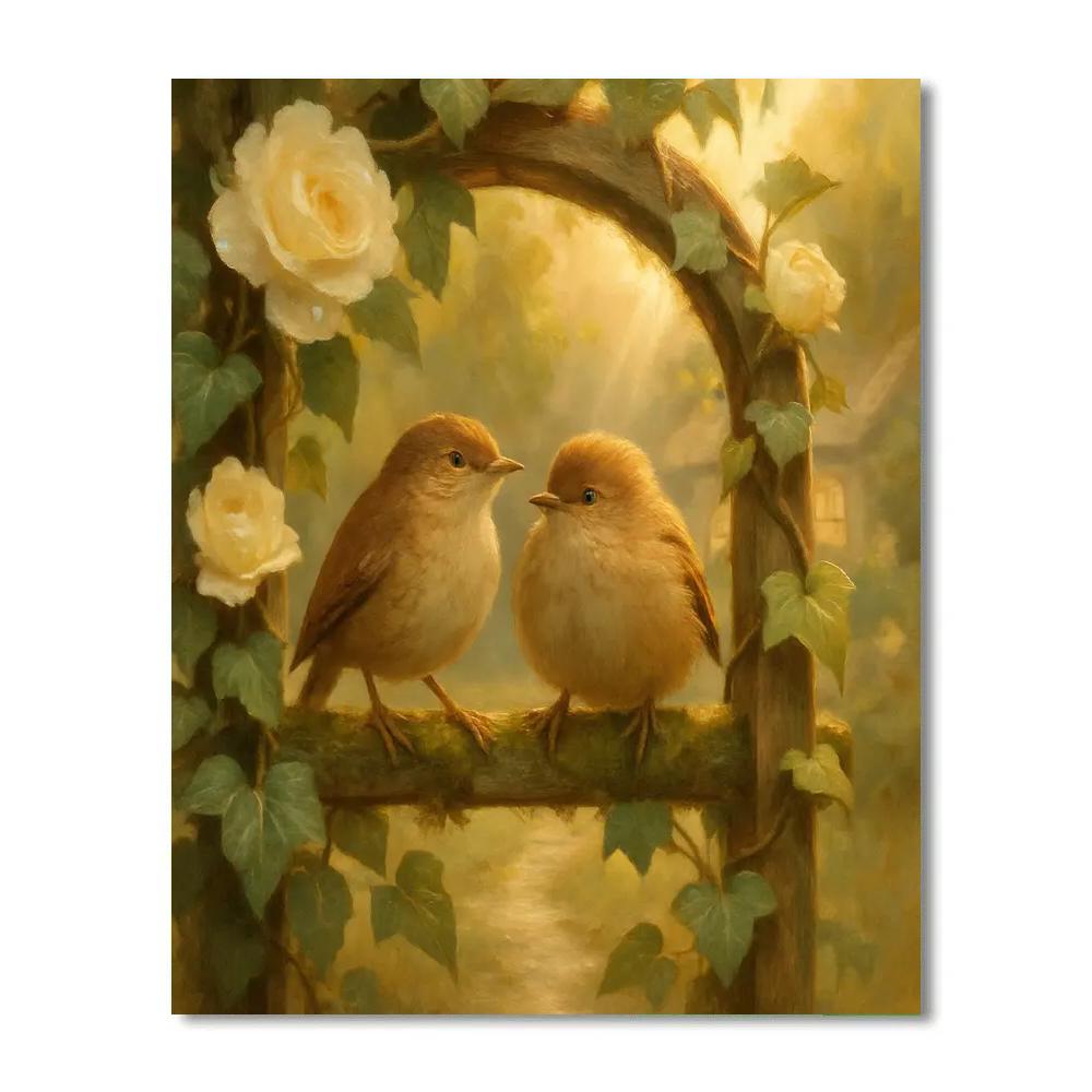 Lantern Light Wrens In The Garden Arbor paint by numbers