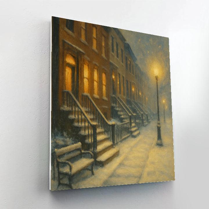 Snowy Brownstone Walkway At Windowlight DIY paint by numbers