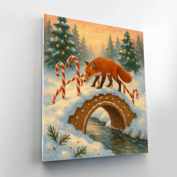 The Gingerbread Bridge In Snowy Pines painting number kit